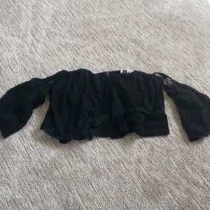 Lace Bralette top with lace sleeves - crop top